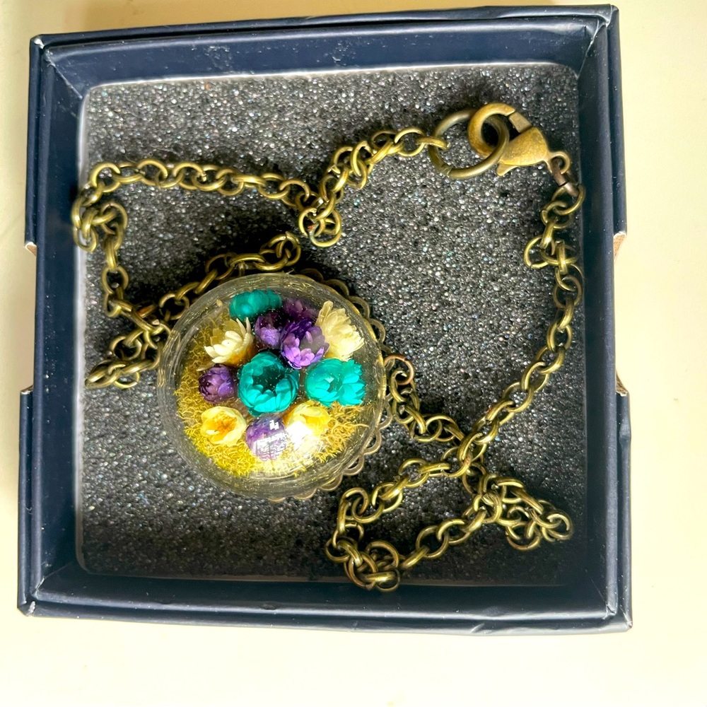 Terrarium Necklace, cottage core jewelry Brass handmade Steampunk Hippy necklace